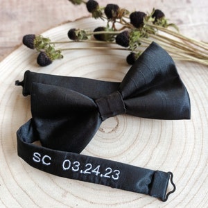 Personalised Bowtie. Men's bowties. Black Bowtie/Wedding bowties/Menswear. Graduation Bowties. Personalised gifts. Neckwear. Groomsmen gifts image 5