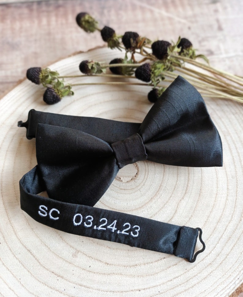 Personalised Bowtie. Men's bowties. Black Bowtie/Wedding bowties/Menswear. Graduation Bowties. Personalised gifts. Neckwear. Groomsmen gifts image 5