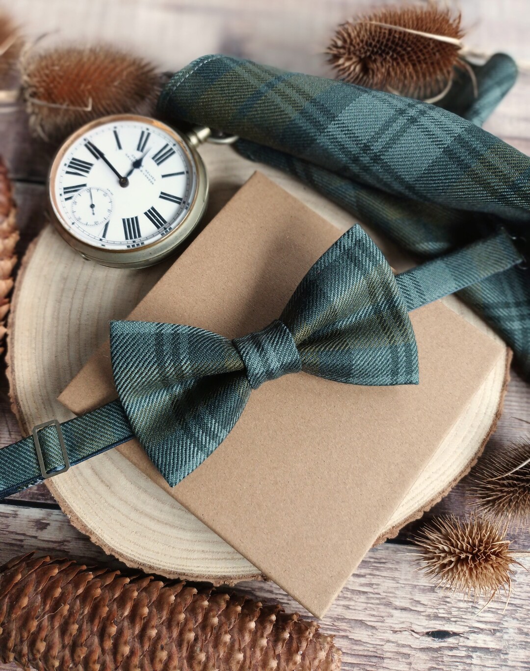 Scott Black And White Tartan Bow Tie main image 0