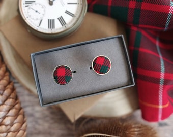 Clan Bruce Tartan Cuff links. Scottish Tartan Cufflinks. Men's Wool cufflinks. Men's gifts. Shirt accessories. Cufflinks. Menswear.