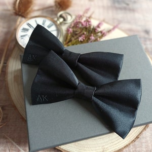 Personalised Bowtie. Black bowtie. Men's bowties. Personalised gifts for men. Men's accessories. Bowties. Wedding ideas for men. Groomsmen image 1