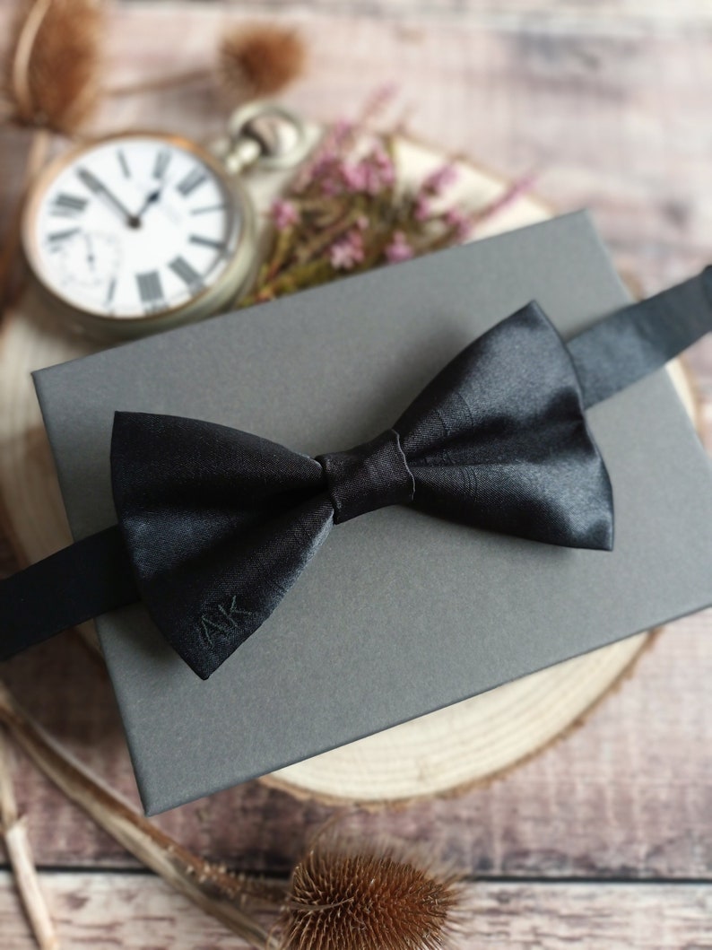 Personalised Bowtie. Black bowtie. Men's bowties. Personalised gifts for men. Men's accessories. Bowties. Wedding ideas for men. Groomsmen image 3