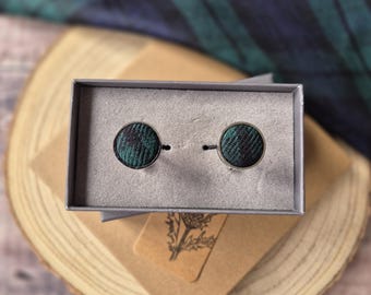 Black Watch Tartan Cufflinks: Scottish Wool Men's Accessories