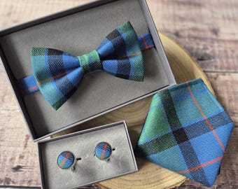 Flower of Scotland Tartan Bow Tie: Tartan cufflinks. Universal Wool Scottish Neckwear