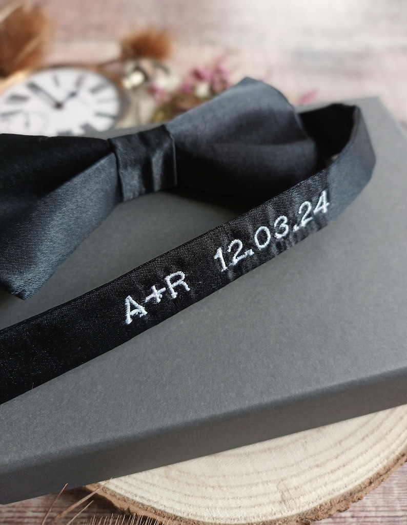 Personalised Bowtie. Men's bowties. Black Bowtie/Wedding bowties/Menswear. Graduation Bowties. Personalised gifts. Neckwear. Groomsmen gifts image 2