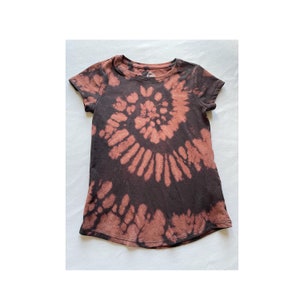 Girls small 6/6X tee reverse tie dyed. Bleached tee, Earth tones. Hippie kids. HA1648 gift for girls