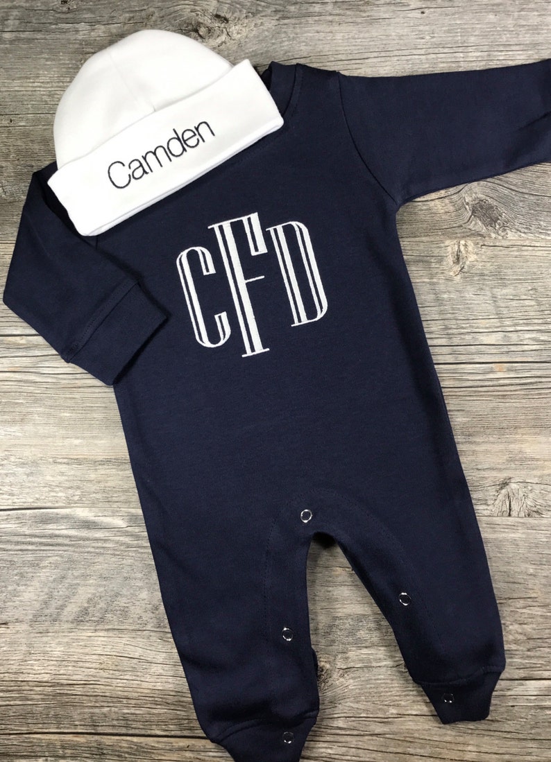Baby Boy Coming Home Outfit Monogrammed Personalized Romper Etsy