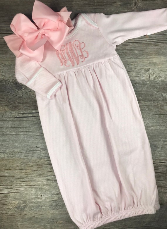 monogram newborn gown