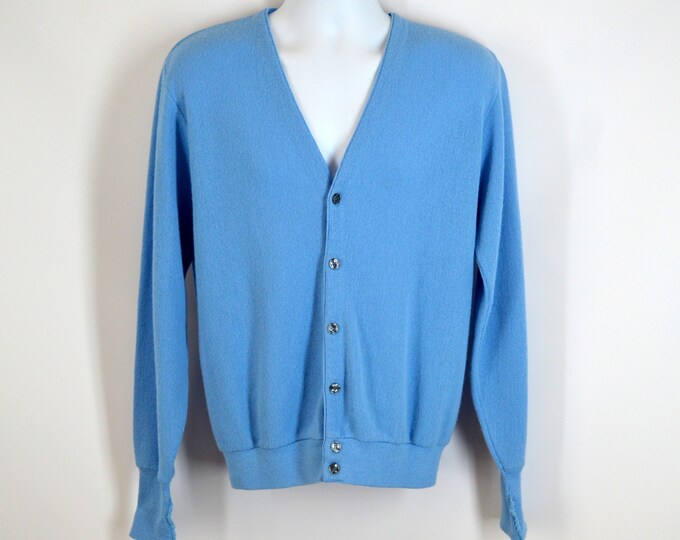 Baby Blue Cardigan Sweater Acrylic Vintage 1980s Mens Large Etsy