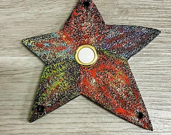 Doorbell Cover Plate - Colorful Star - Lighted Button - Handcrafted