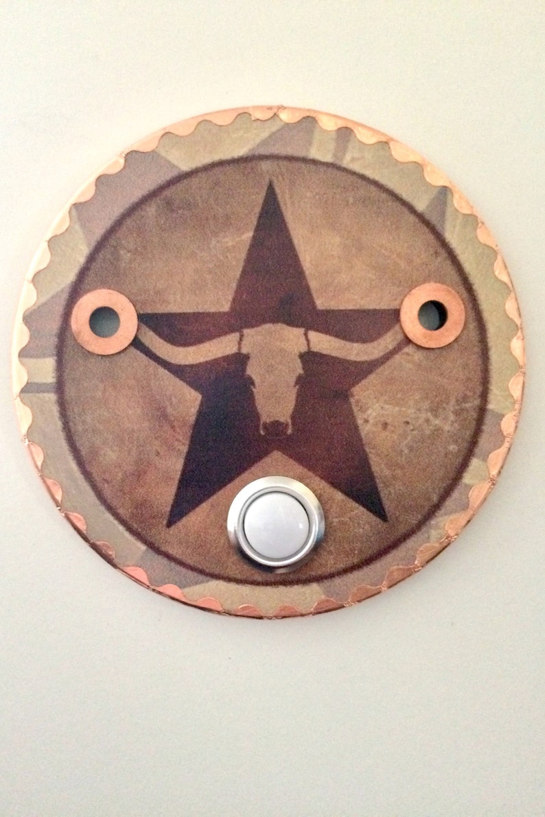 Doorbell Cover Plate SouthwestWestern Theme Custom Copper Scalloped Edging