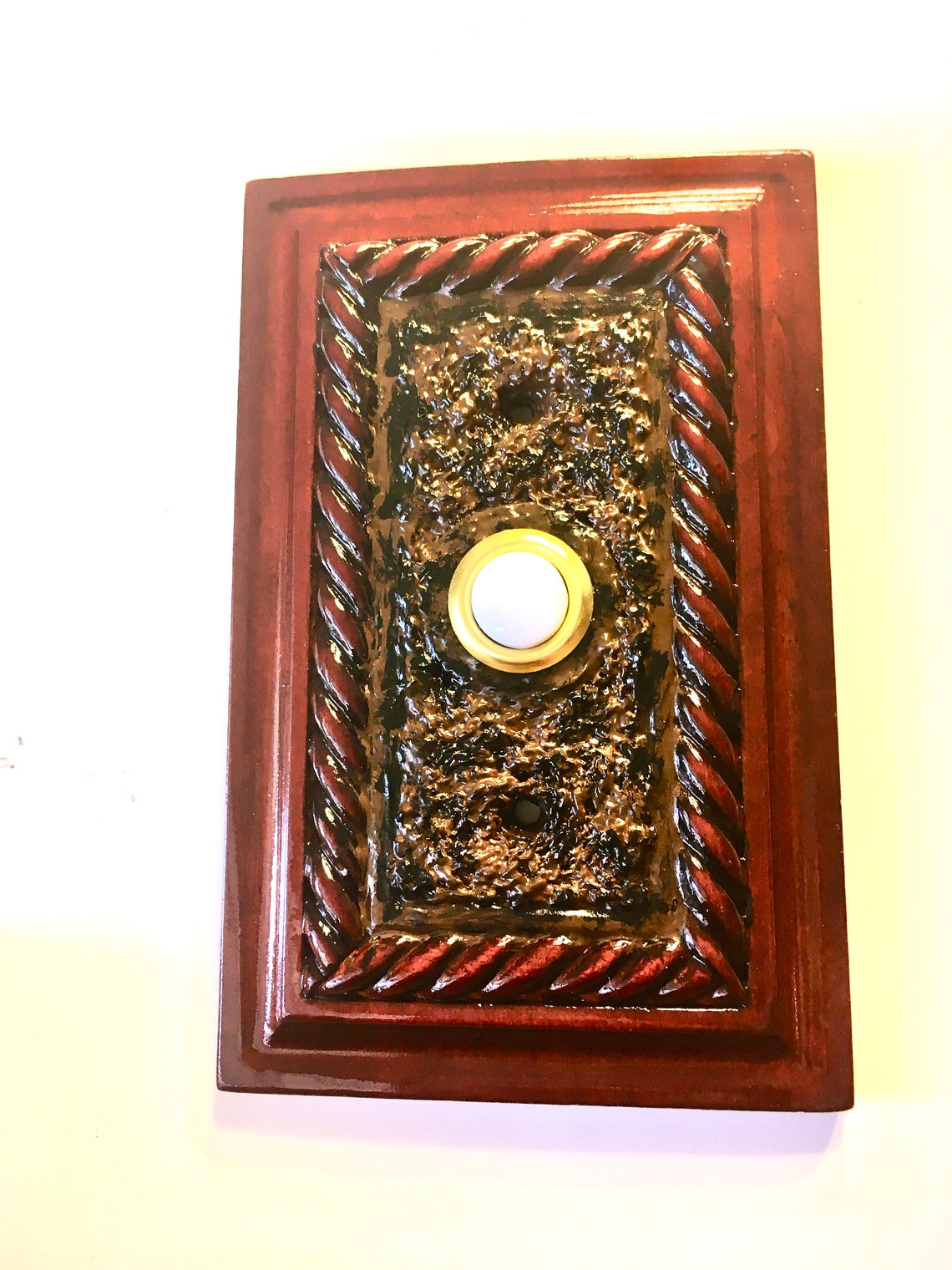 Door Bell Cover Plate Mahogany Wood/custom Blacktan Textured Etsy