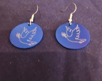 Engraved Double Sided Earrings: Dove