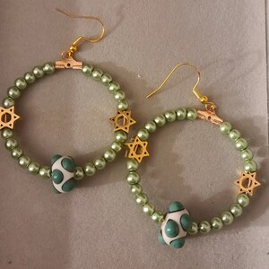 MGEAR49 - Handmade Beads with Jewish Star Earrings