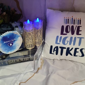 Love Light and Latkes throw pillow
