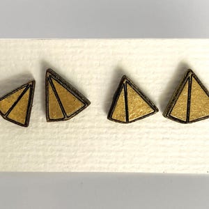 Prism Pulse - Mini + Small Gold Triangle Stud Earrings Set – Geometric Double Pair Set