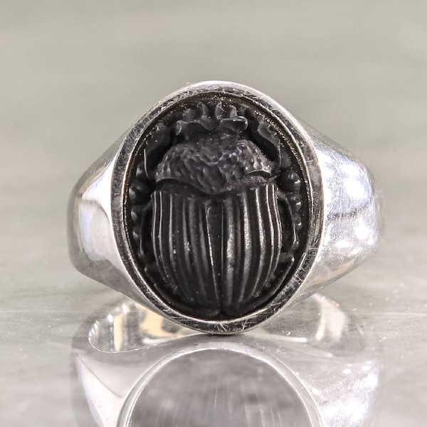 Scarab signet ring made of Sterling Silver, Egyptian Jewelry, best friend gift, Gifts for her