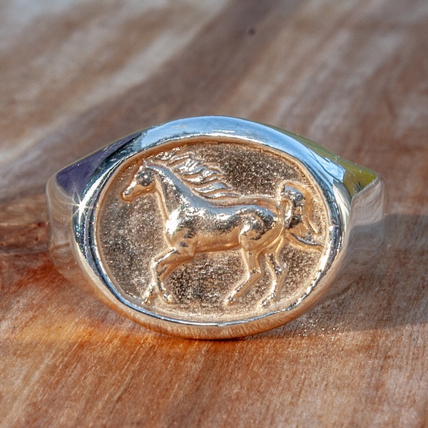 Bague cheval en argent, bague équestre unisexe, bague animal en argent sterling pur