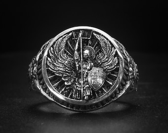 Archangel Saint Michael signet Ring, the minister of angels army