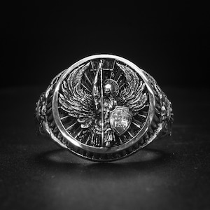 Archangel Saint Michael signet Ring, the minister of angels army