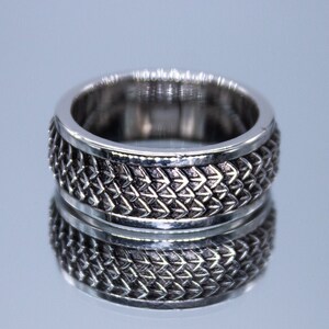 Anillo de piel de reptil de plata de ley, unisex, con escamas de dragón