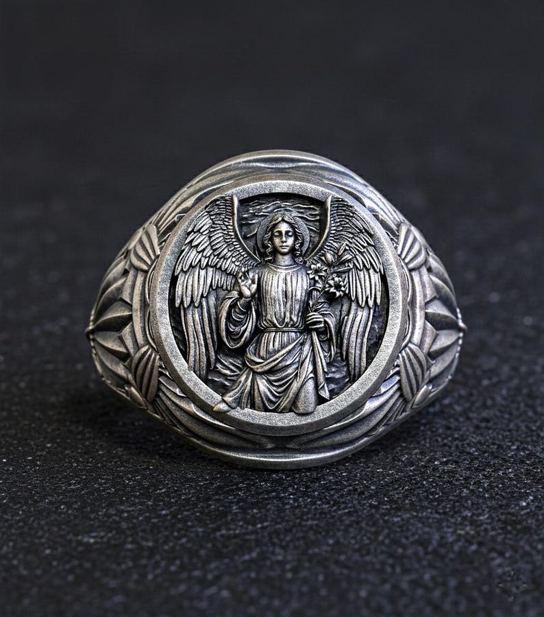 Sterling Silver Archangel Gabriel Ring – Catholic Saint Icon, 7 ...