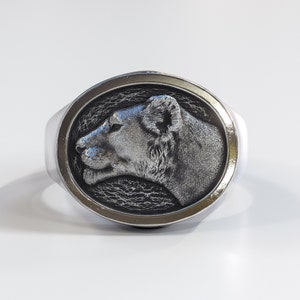 Lioness Signet Ring - Strength & Courage Jewelry Gift - Empowering Lion Head Ring for Women