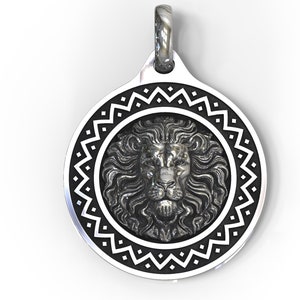Lion head silver necklace, Lion Head Men Pendant,Mens necklace