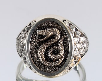 Snake Ring, Solid Silver Snake Jewelry, 925 Silver Animal Ring, Serpent Ring, Ring with Snake, Serpent Ring