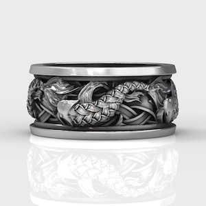 Japanese band ring with carp and waves, Best Friend ring with koi fish, wonderfully Memorial Gift