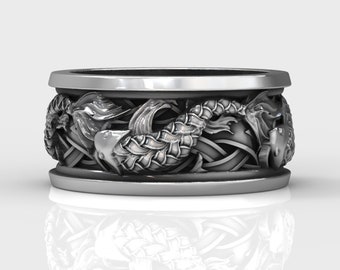 Japanese band ring with carp and waves, Best Friend ring with koi fish, wonderfully Memorial Gift