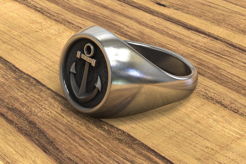 Mens Pinky Rings Nautical Anchor Ring Confortable and Strong Etsy