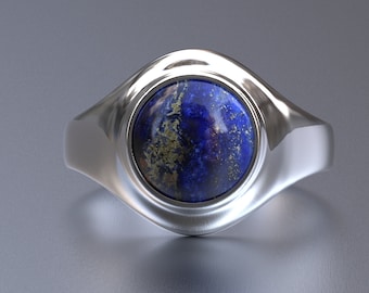 Lapis lazuli-ring, zegelring vrouwen, pinkring vrouwen, lapis lazuli-zegelring, gepersonaliseerde ring, blauwe ring, cadeau voor haar, verjaardagscadeau vrouwen