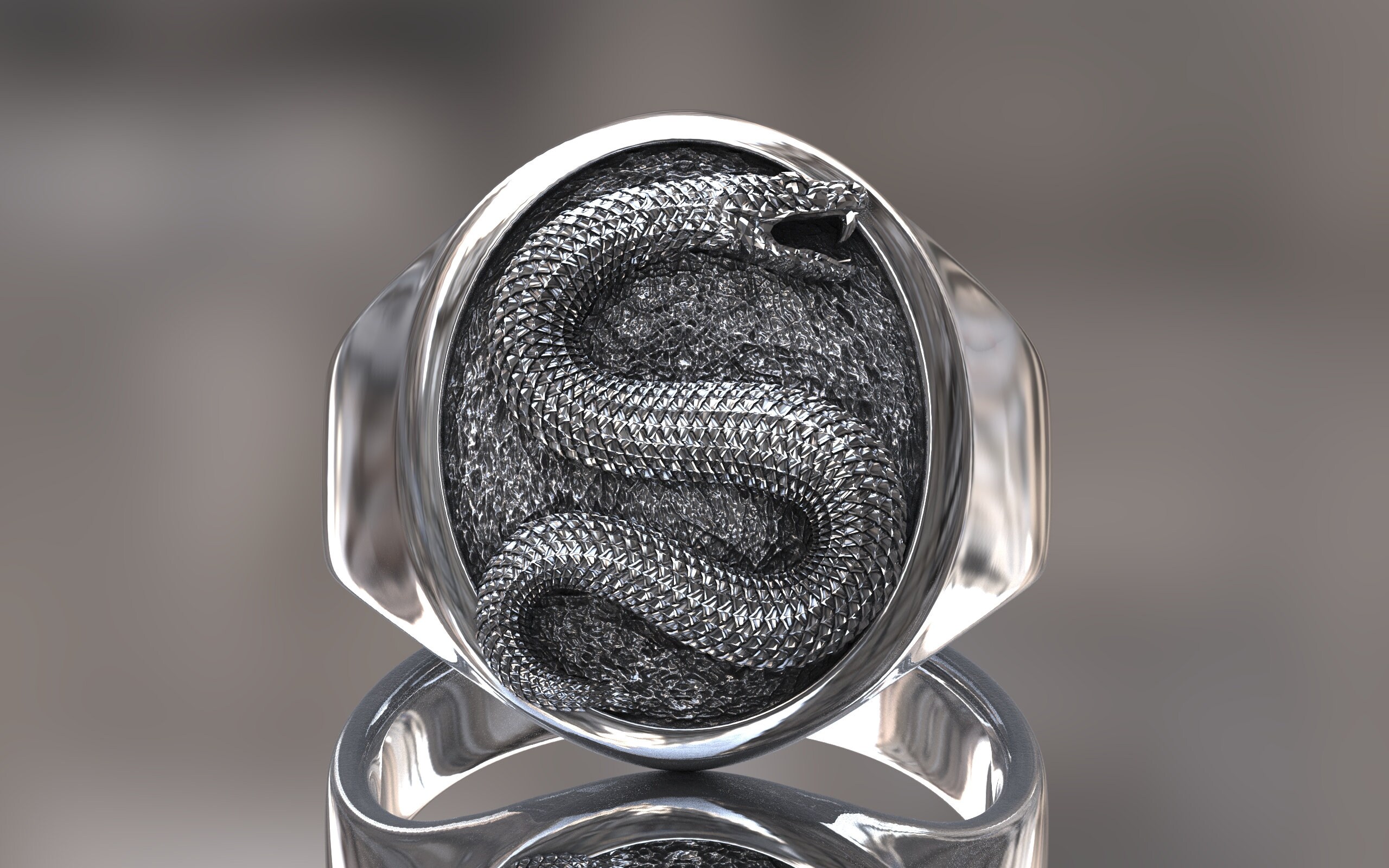 Snake Ring, Solid Silver Snake Jewelry, 925 Silver Animal Ring