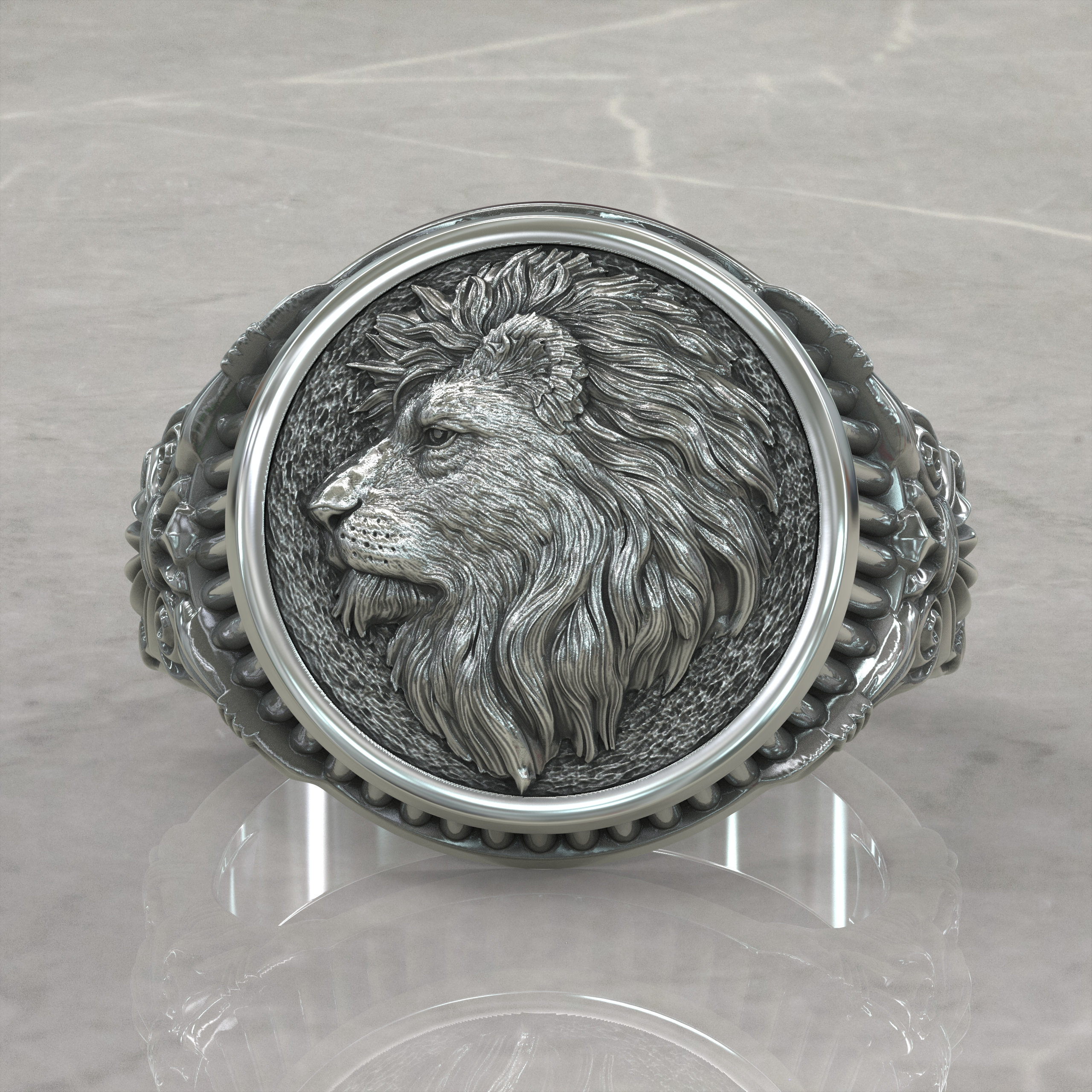 Sterling Silver Lion Head Ring For Men - 'The King' Engraved Band, Animal Kingdom Jewelry Gift For Father, Son, Friend (Size 10.5) - View #4