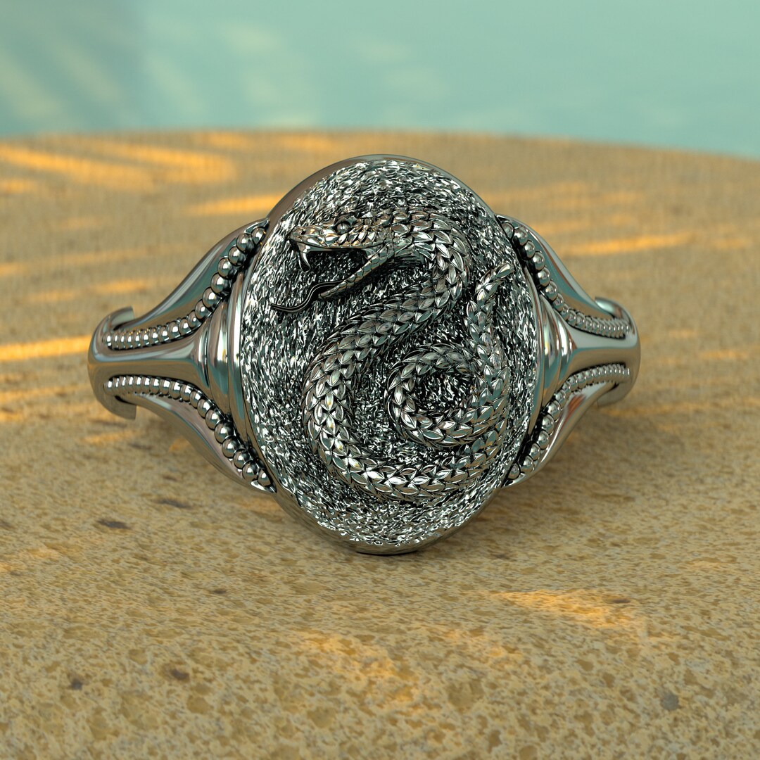 Slithering Ringnecked Snake Ring Made of Sterling Silver. Unisex Ring ...