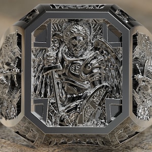 Archangel Saint Michael Silver Men Ring