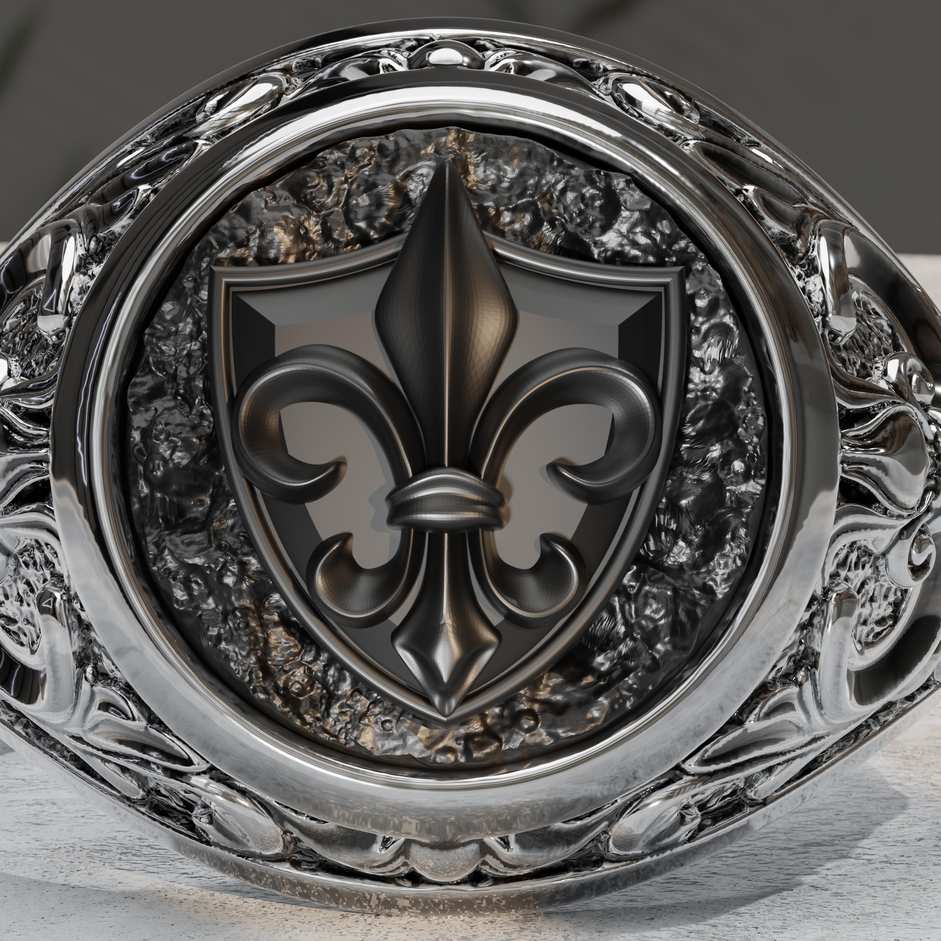 Fleur De Lis Signet Ring Made of Sterling Silver, New Orleans
