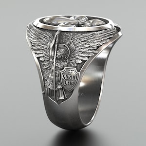 Archangel Saint Michael Silver Men Ring.
