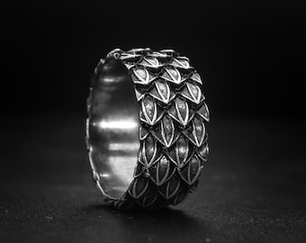 Sterling Silver Snake Scale Ring, Reptile Jewelry