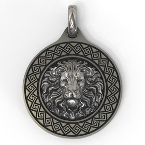 Lion head silver necklace, unisex pendant