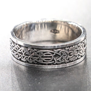 Viking ring, mens wedding band made of sterling silver, Celtic ring, viking jewelry