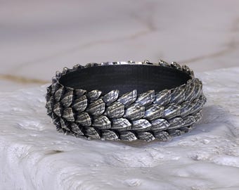 Solid Sterling Silver Snake Scale Ring, Bold Reptile Band Jewelry