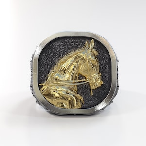 Silver Horse Ring: Unisex Equestrian Jewelry, Pure Sterling Silver Animal Ring, Handmade Gift for Horse Lovers
