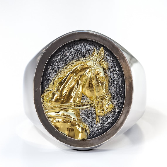 Silver Horse Ring - Unisex Equestrian Jewelry, Pure Sterling Silver Animal Ring for Horse Lovers