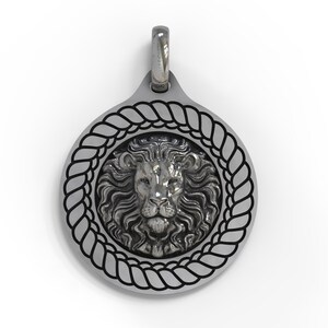 Lion head silver necklace, Lion Head Men Pendant,Mens necklace