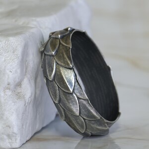 Sterling Silver Snake Scale Ring, Handcrafted Reptile Band Jewelry