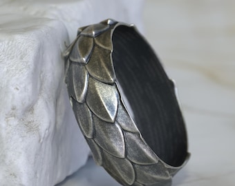 Sterling Silver Snake Scale Ring, Handcrafted Reptile Band Jewelry