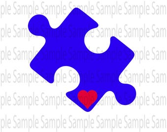Autism Awareness ASD puzzle piece SVG PNG Cut FIle