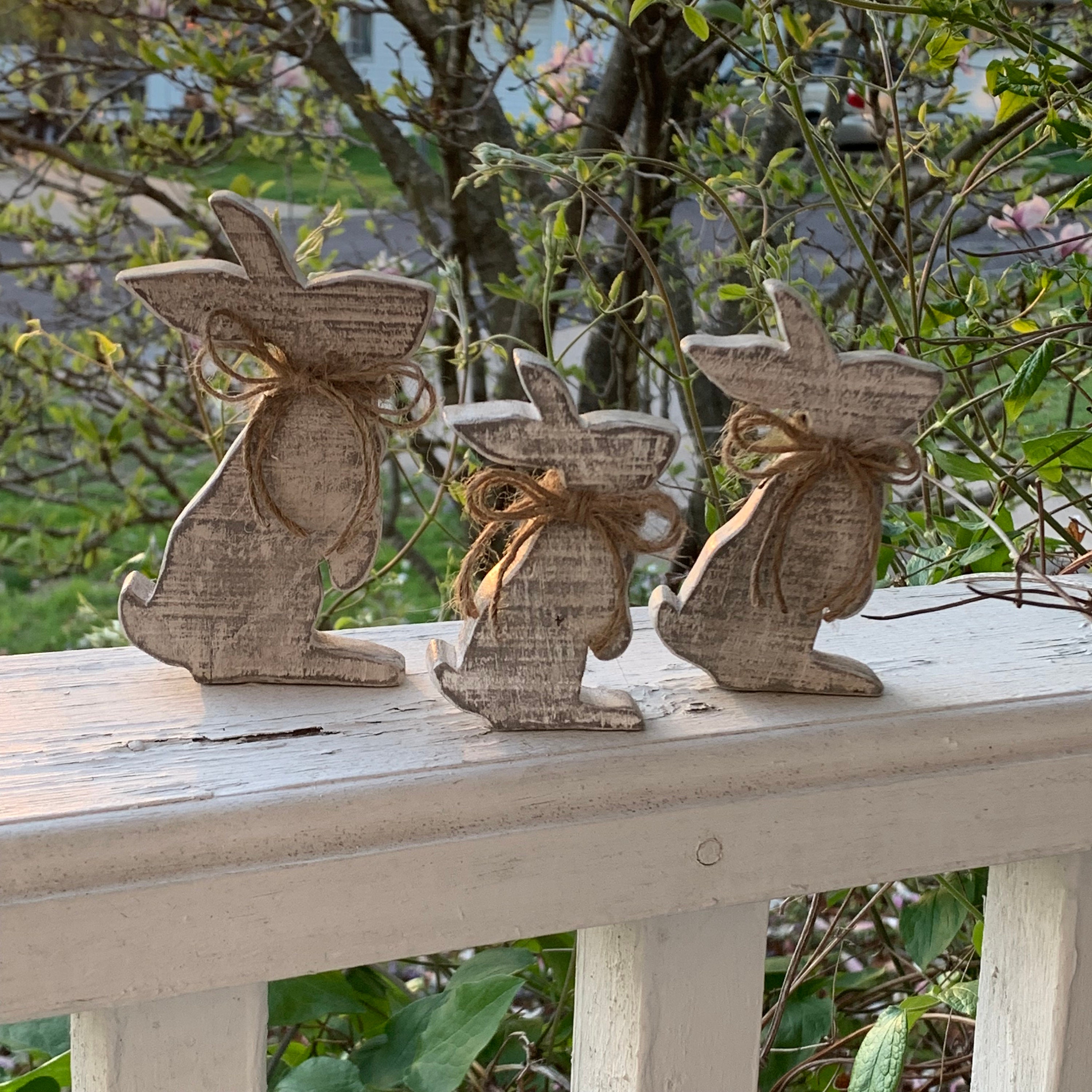 Rustic wooden rabbit family woodland rabbits rabbit shelf Etsy
